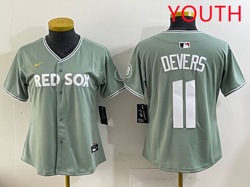 Youth 2025 Boston Red Sox 11 Devers Light Green Joint Name Nike MLB Jersey style 10